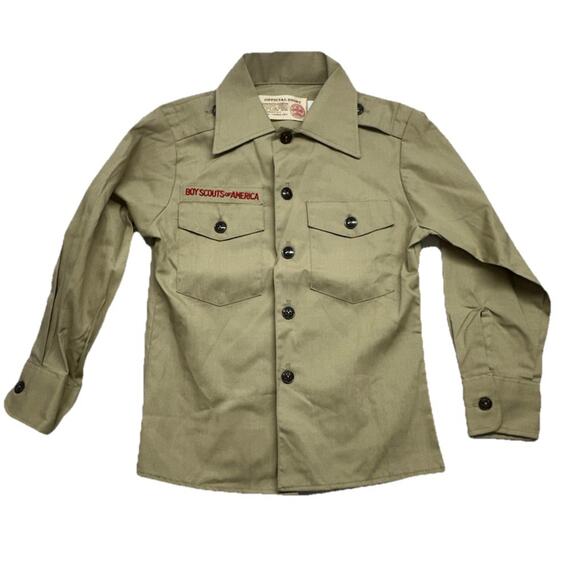 BOY SCOUTS Of America Size 8 Youth Uniform Shirt LONG SLEEVE Tan - Picture 1 of 6